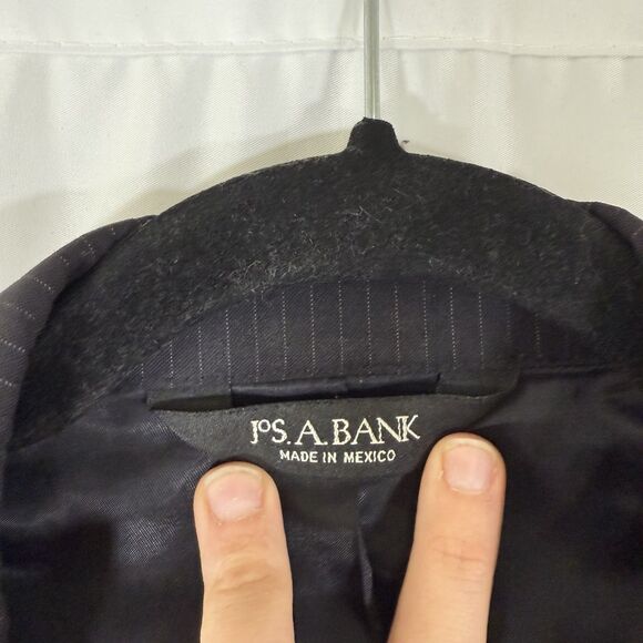 Jos A Bank 100% Wool Blend Men's 40R Black Striped 2 Button Front Dry Clean - Picture 5 of 11